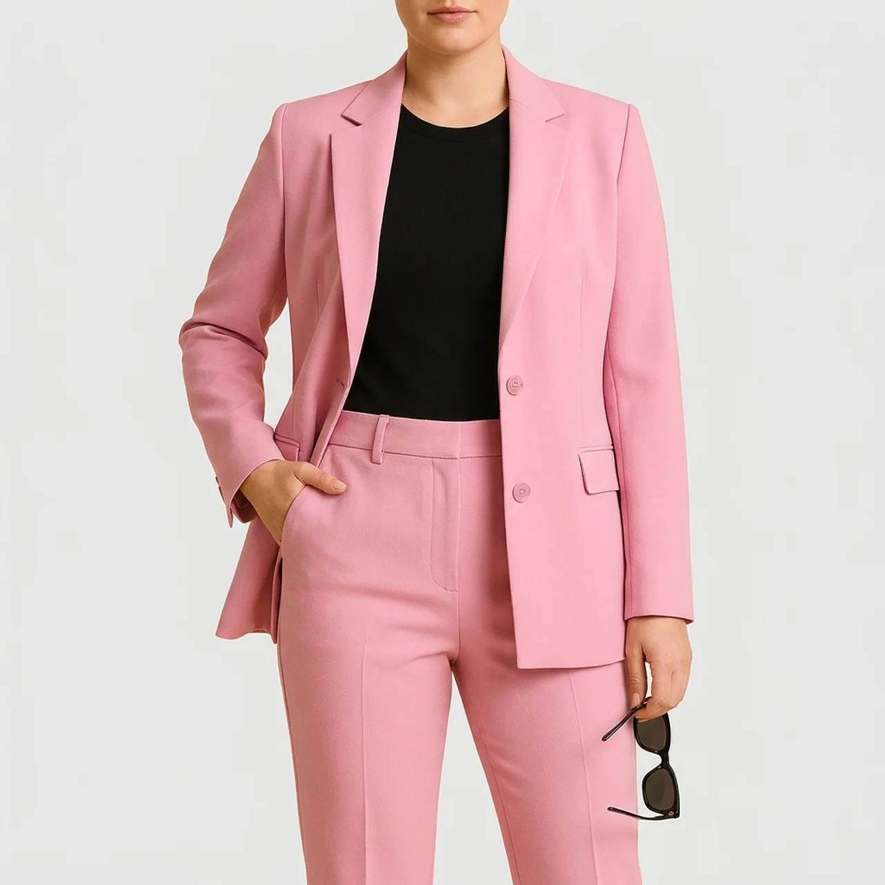 Women's Tailored Blazer & Pleated Pants Set Elegant Two Piece Suit
