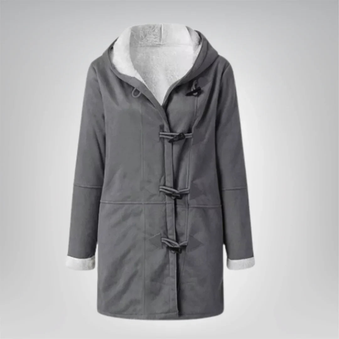Langer Mantel mit Fleecefutter und Knebelverschluss für Winter Damen