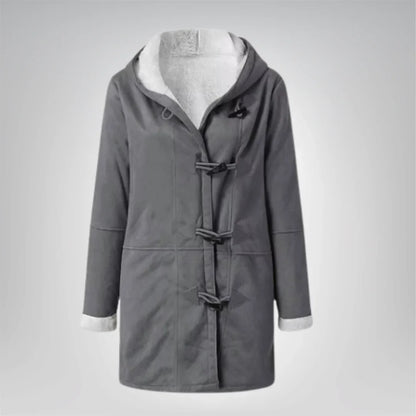 Langer Mantel mit Fleecefutter und Knebelverschluss für Winter Damen