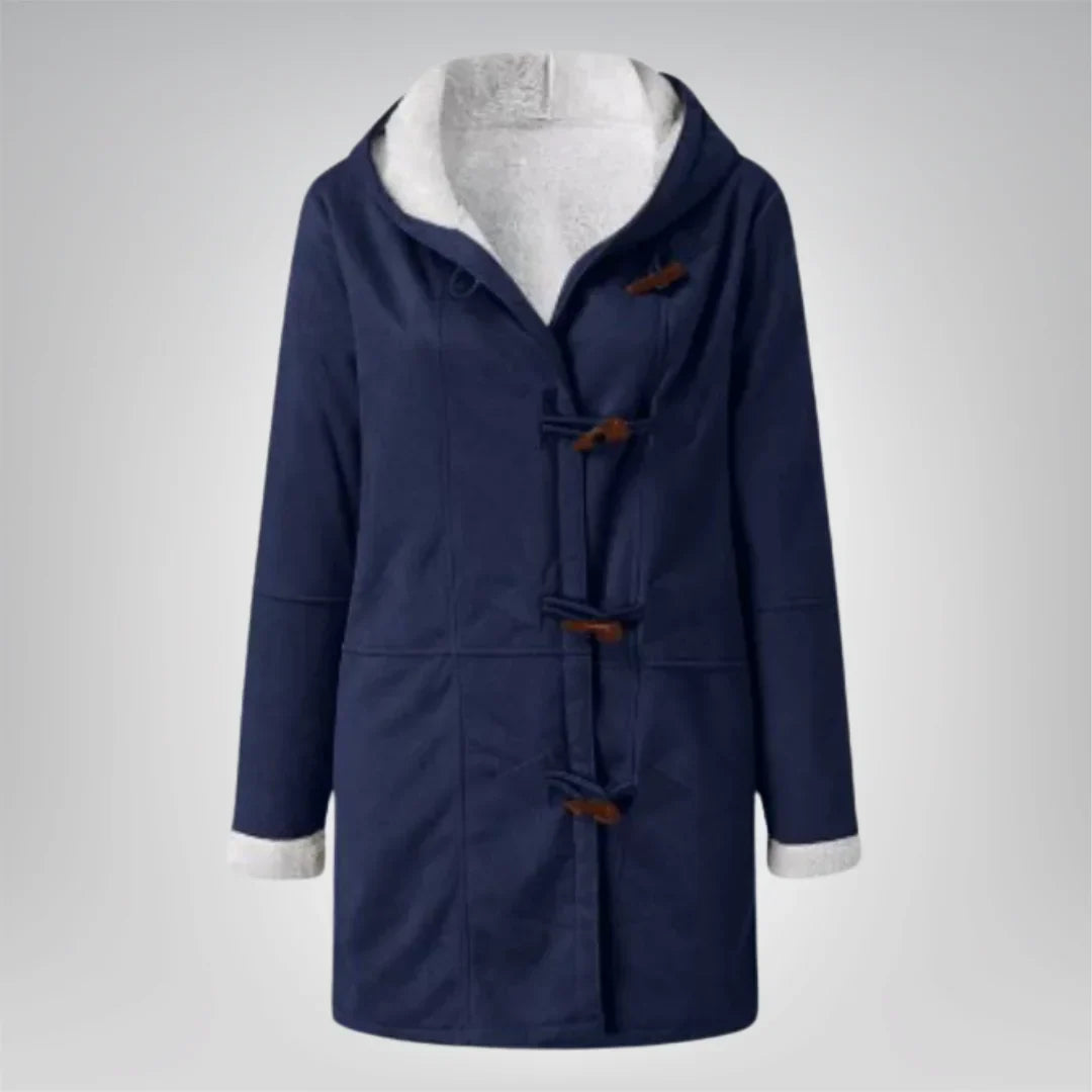 Langer Mantel mit Fleecefutter und Knebelverschluss für Winter Damen