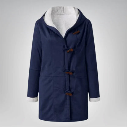 Langer Mantel mit Fleecefutter und Knebelverschluss für Winter Damen