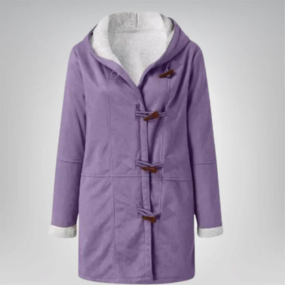 Langer Mantel mit Fleecefutter und Knebelverschluss für Winter Damen