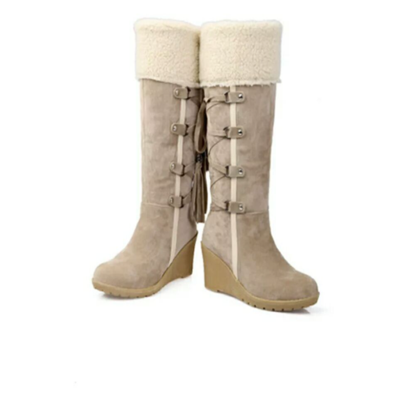 Damen Winter Warm Gefütterte Hohe Stiefel