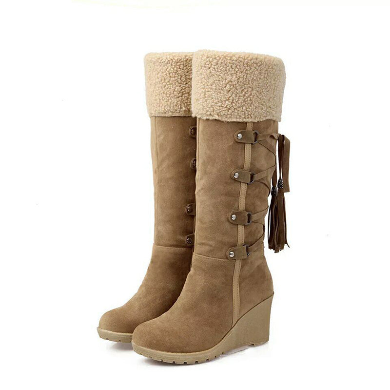 Damen Winter Warm Gefütterte Hohe Stiefel