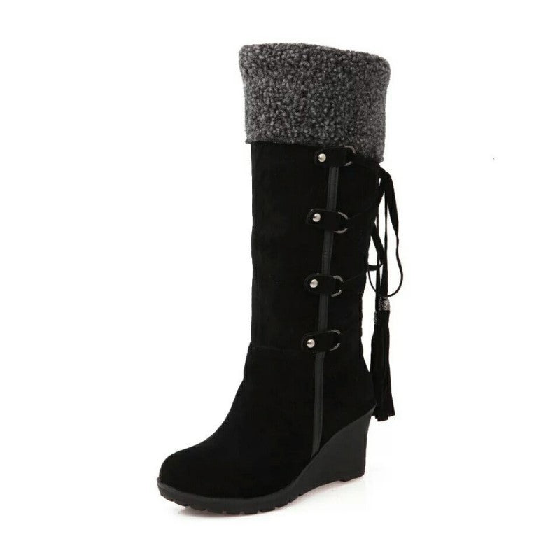 Damen Winter Warm Gefütterte Hohe Stiefel