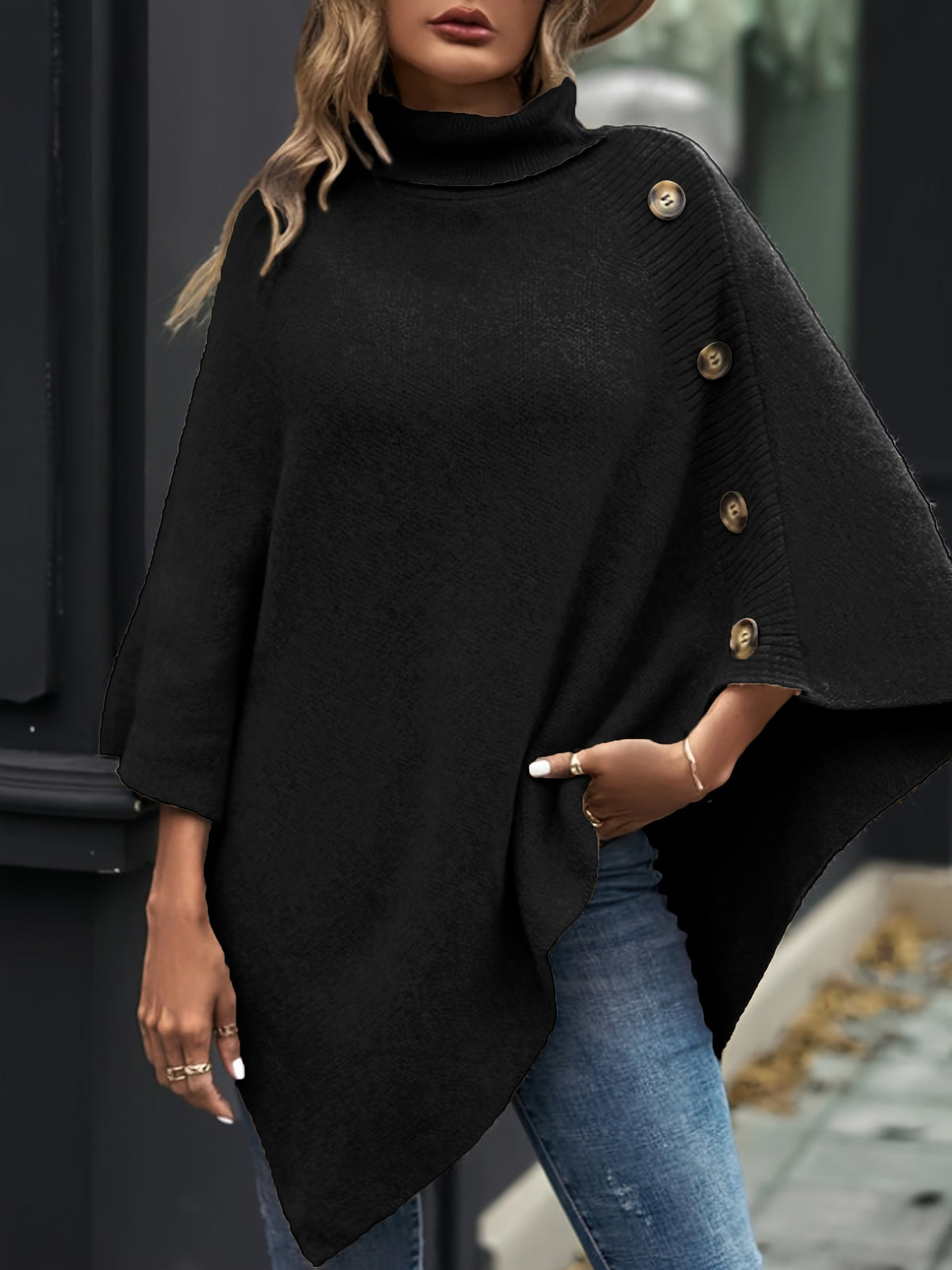 Cozy Warm Knit Poncho Cape for Women