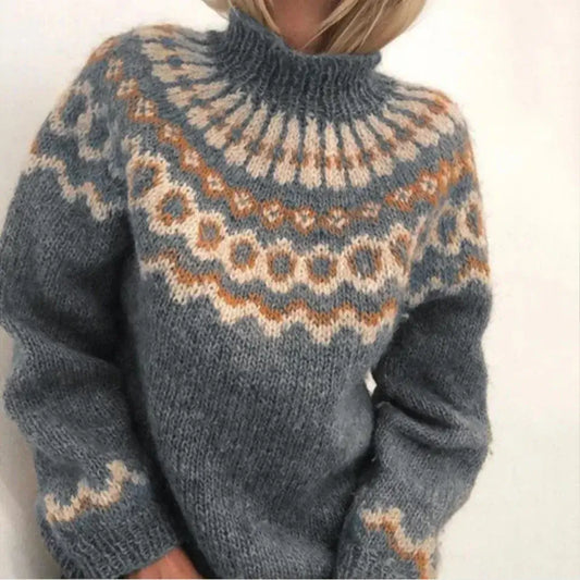 Nordischer Strickpullover Mit Muster Für Damen