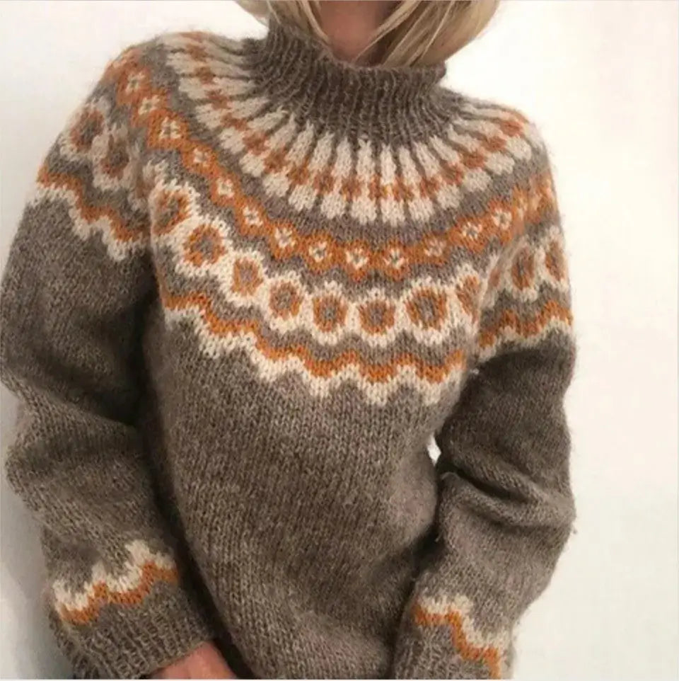 Nordischer Strickpullover Mit Muster Für Damen