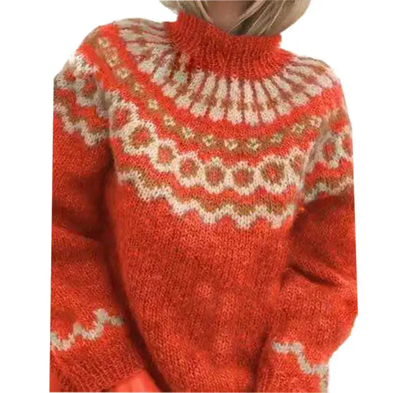 Nordischer Strickpullover Mit Muster Für Damen
