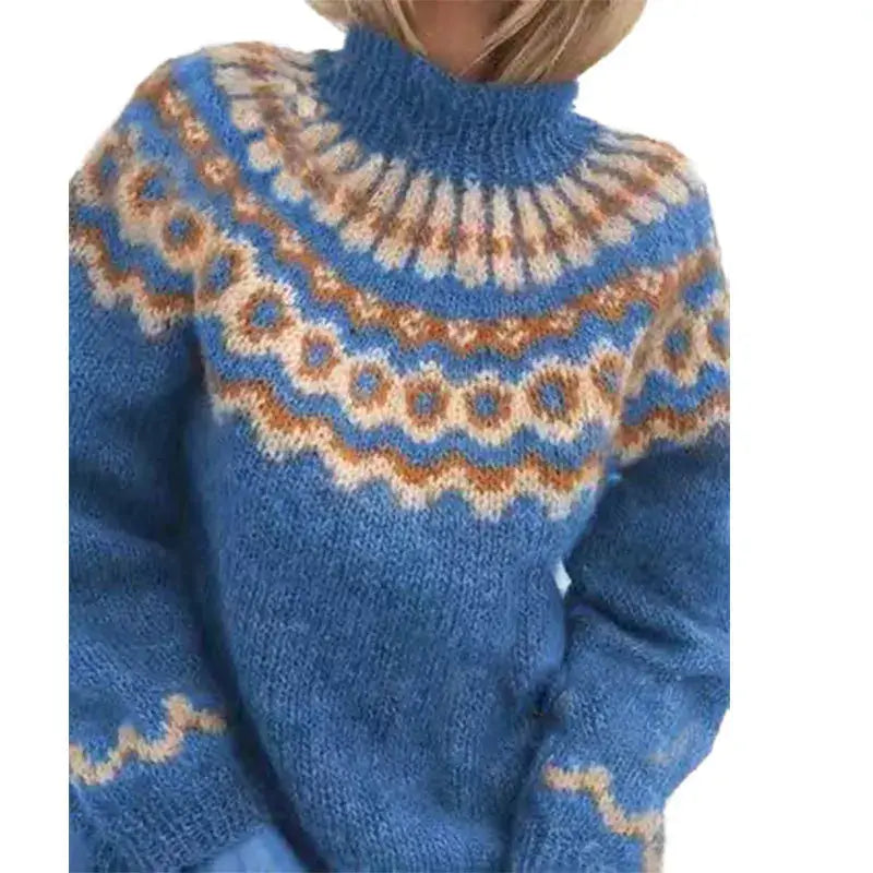 Nordischer Strickpullover Mit Muster Für Damen