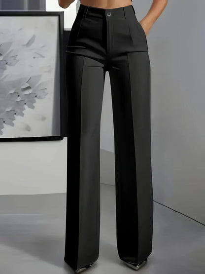 Women's High Waist Wide Leg Pants with Stretch Fit