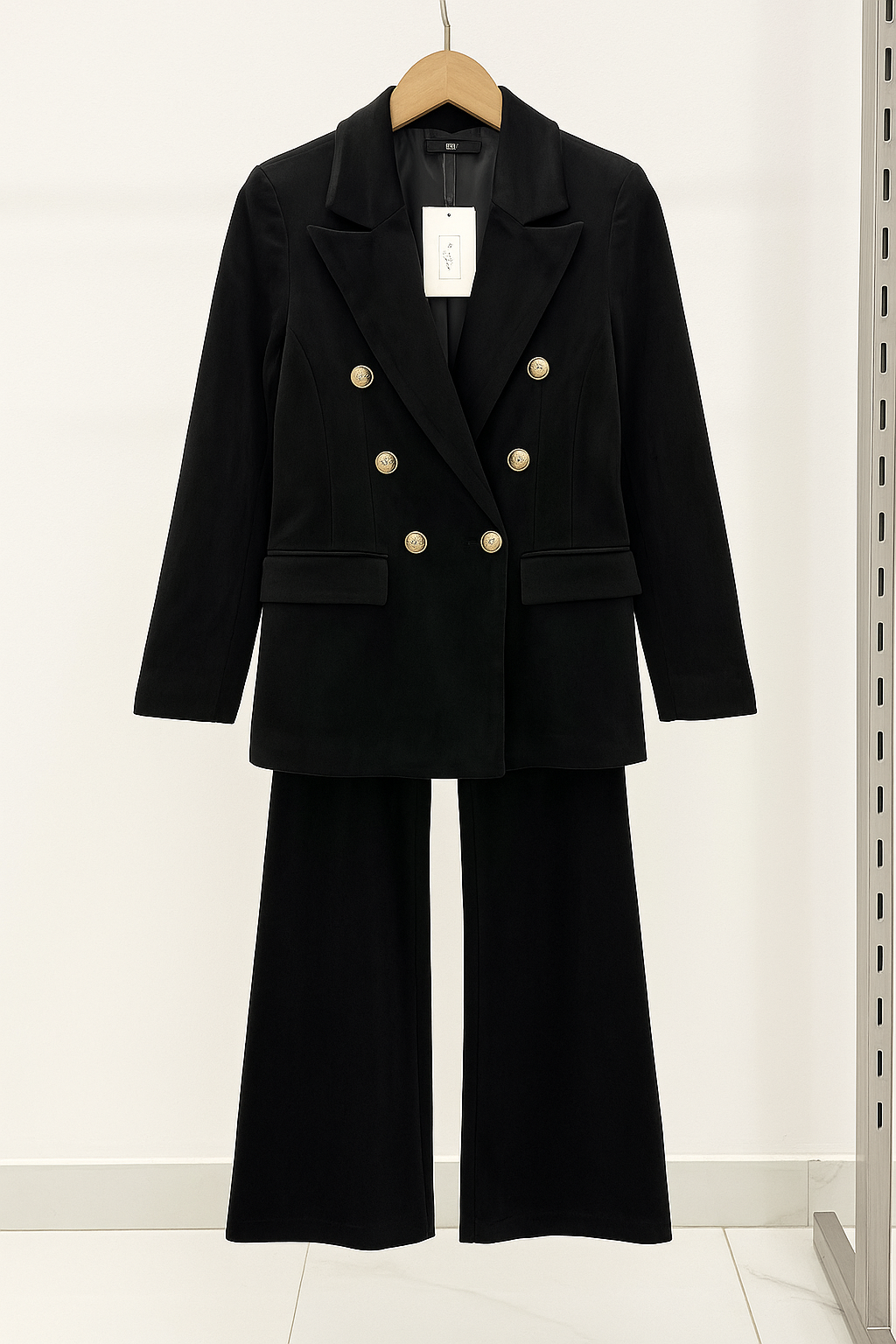 Women's Velvet Suit Set with Double Breasted Blazer and Pants