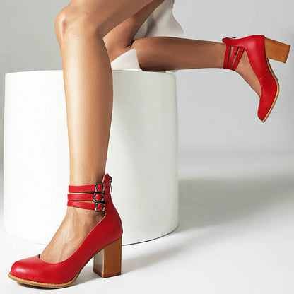 Women’s Block Heel Sandals with Ankle Strap and Minimal Design