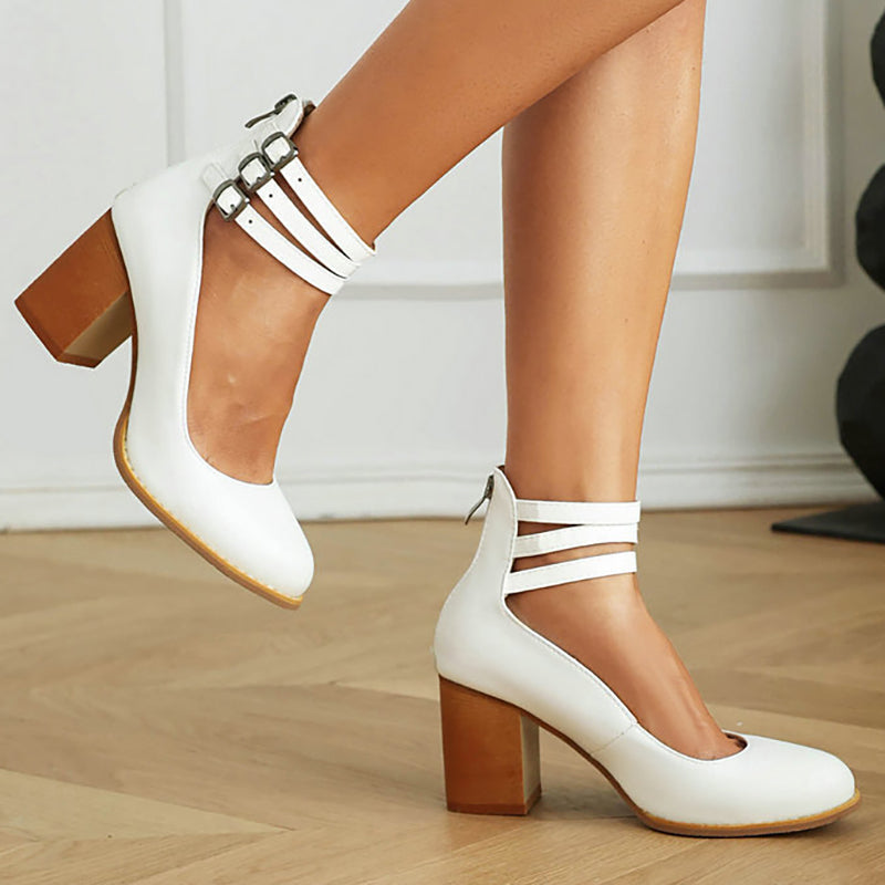 Women’s Block Heel Sandals with Ankle Strap and Minimal Design