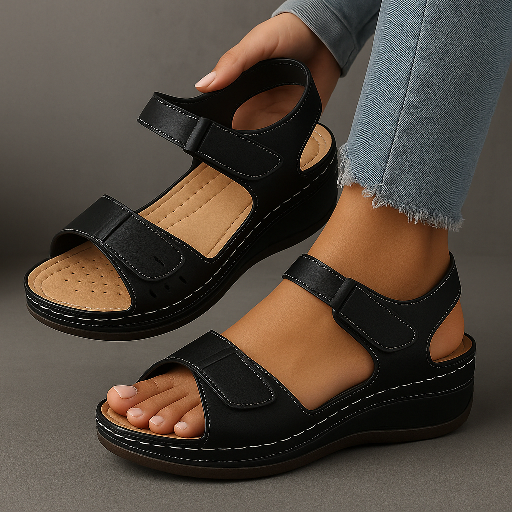Women's Sandals with Wedge Heel and Adjustable Straps