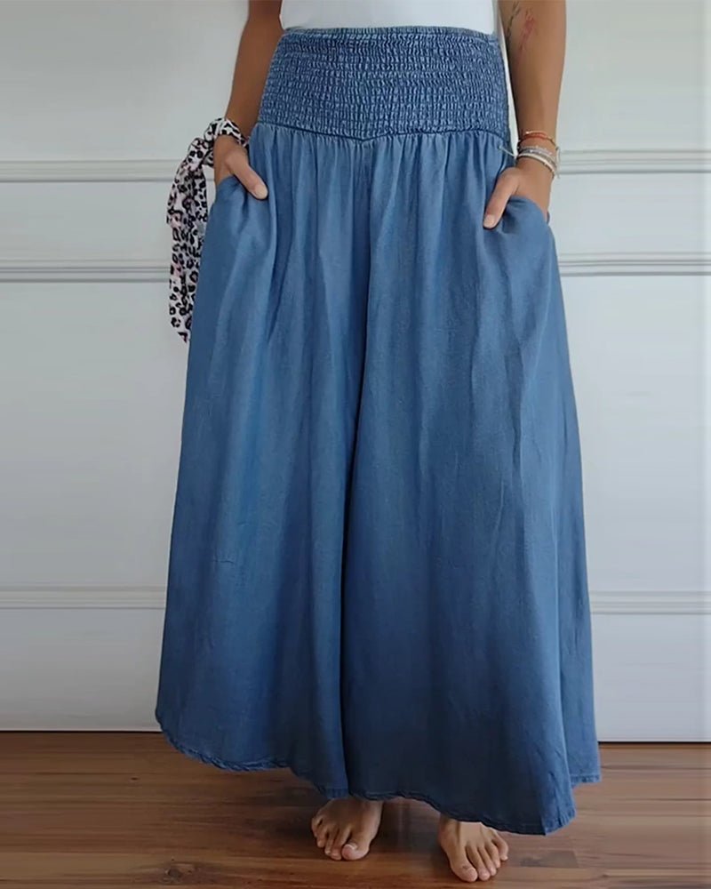 Women’s High Waist Wide Leg Pants with Stretch Fabric