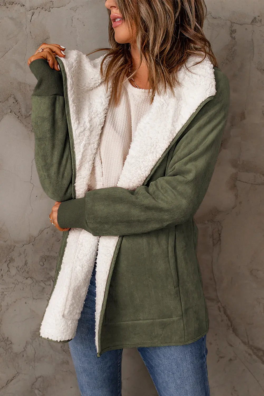 Lässiger Warmer Mantel Mit Fleece Für Damen