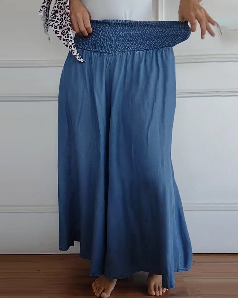 Women’s High Waist Wide Leg Pants with Stretch Fabric
