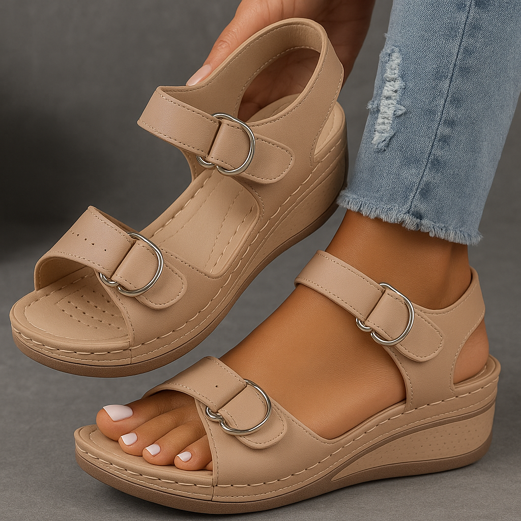 Women's Sandals with Wedge Heel and Adjustable Straps
