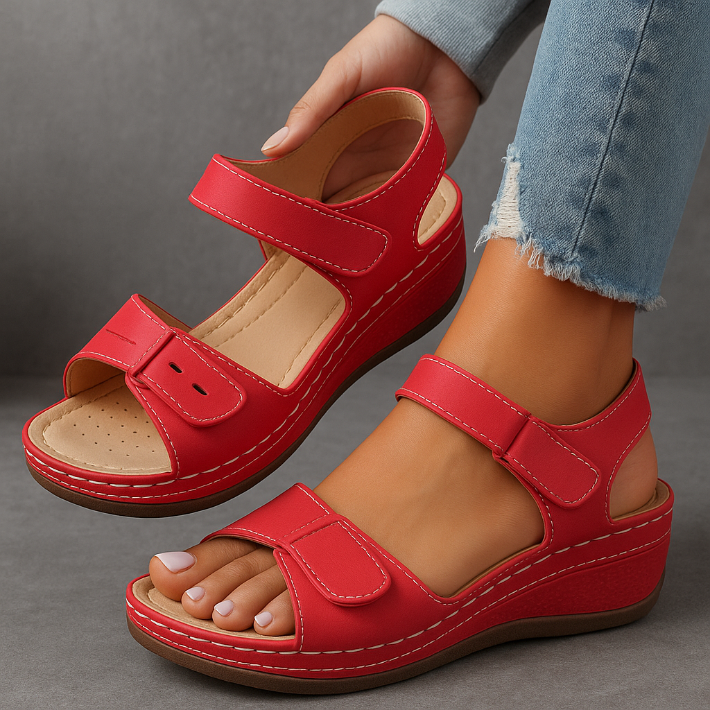 Women's Sandals with Wedge Heel and Adjustable Straps