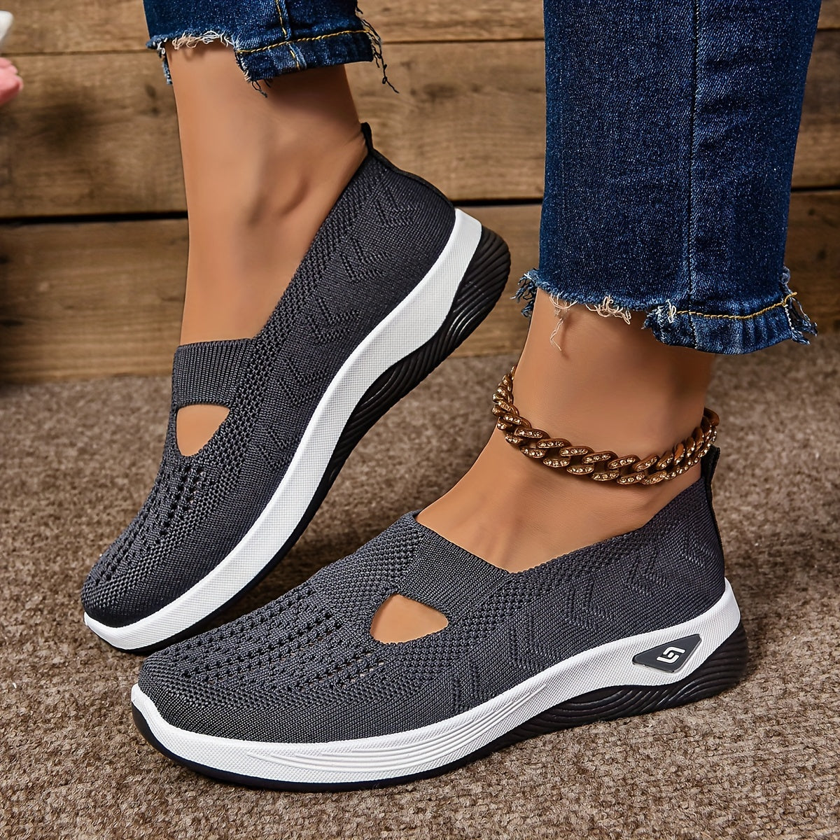 Women’s Orthopedic Slip On Shoes with Non Slip Sole and Breathable Knit