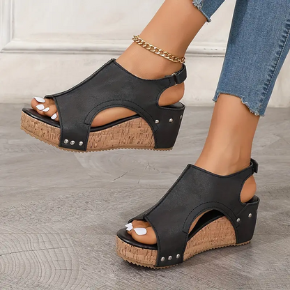 Women’s Orthopedic Block Heel Sandals with Adjustable Strap and Cushioned Sole