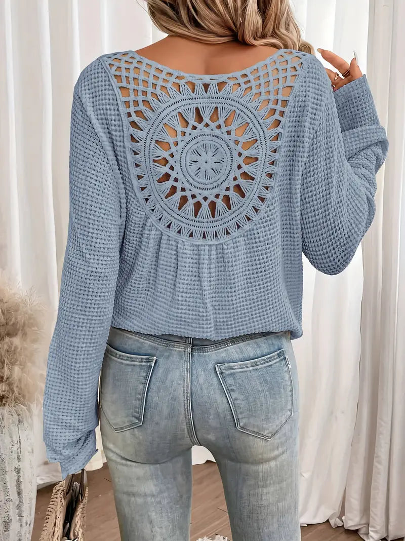 Elegant Waffle Knit V-Neck Top for Women
