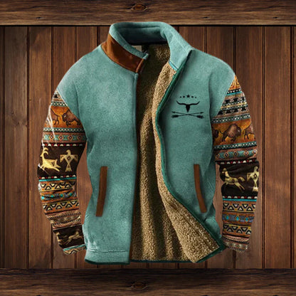 Winter Herren Jacke Warm Tribal Muster