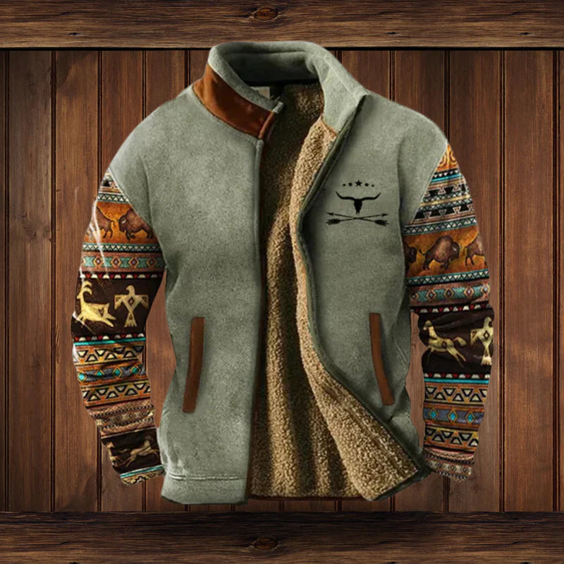 Winter Herren Jacke Warm Tribal Muster