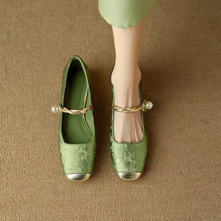 Square-Toe Orthopedic Embellished Flats