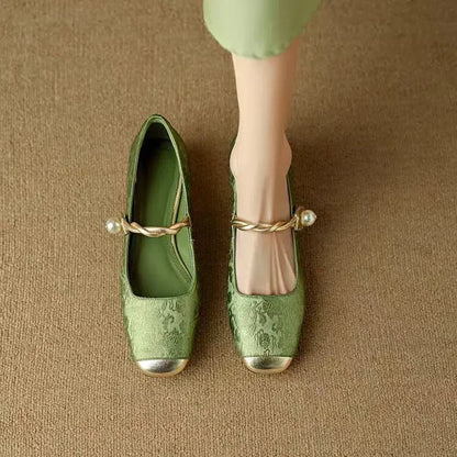 Square-Toe Orthopedic Embellished Flats