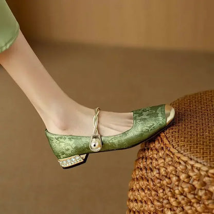 Square-Toe Orthopedic Embellished Flats