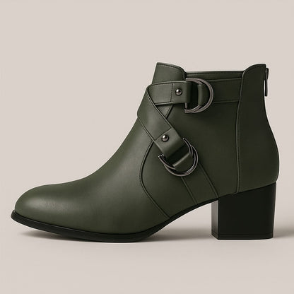 Women’s Heeled Ankle Boots with Buckle Strap