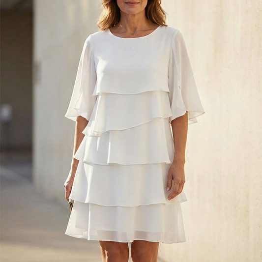Layered Ruffle Dress With Flattering Flowing Fit for Women