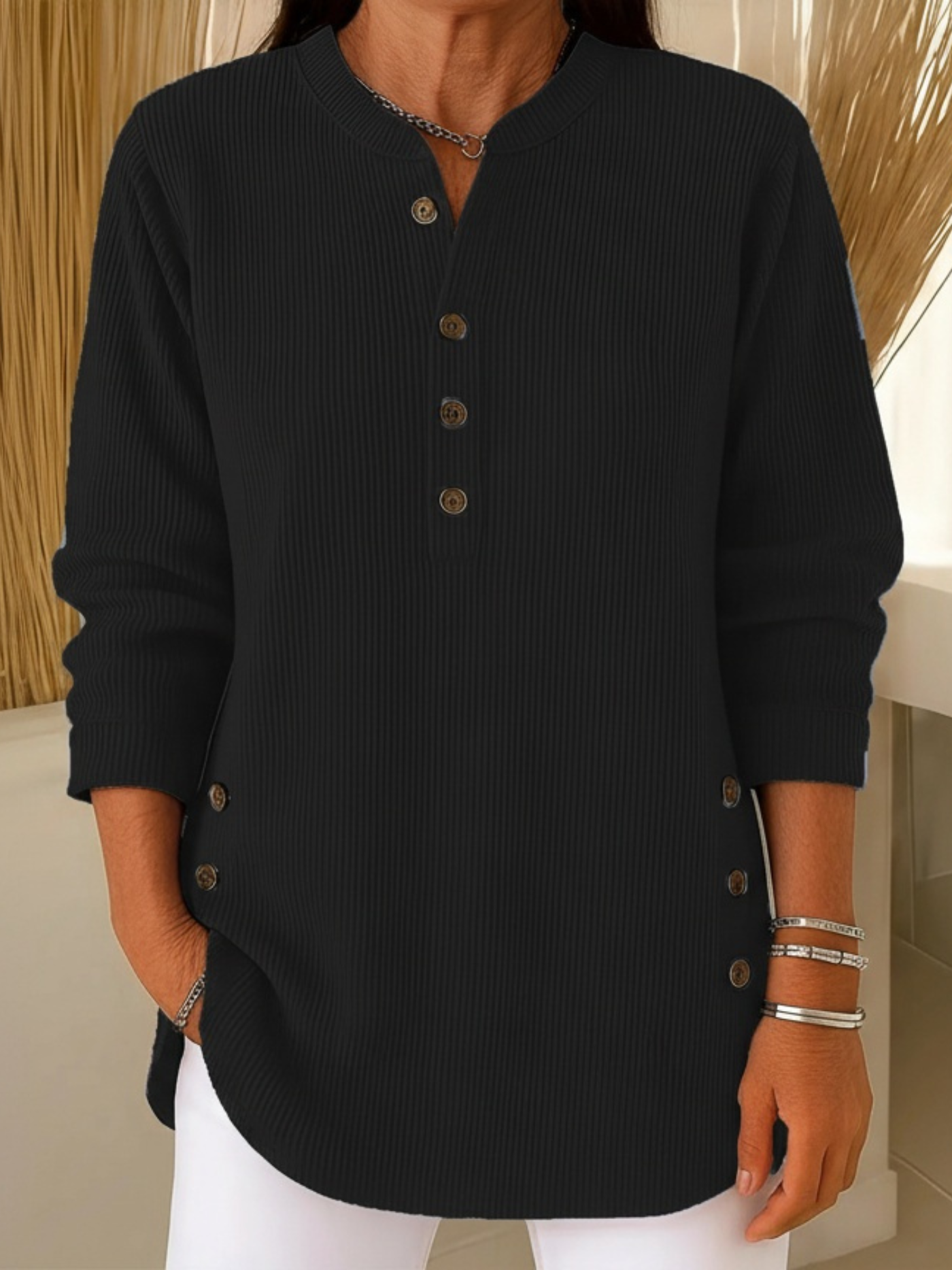 Lightweight Warm Button-Up Shirt for Women