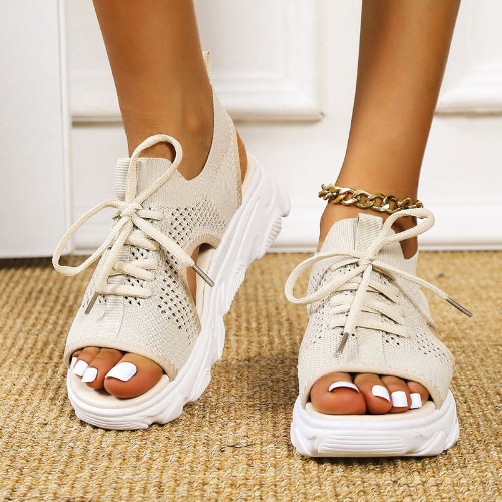 Women’s Orthopedic Cushioned Sandals with Arch Support and Lace Up Design