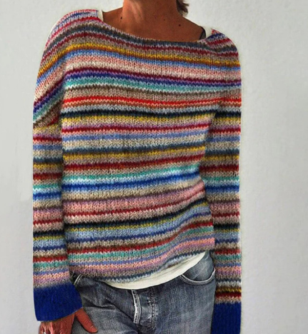 Chicer Streifenstrickpullover für Damen