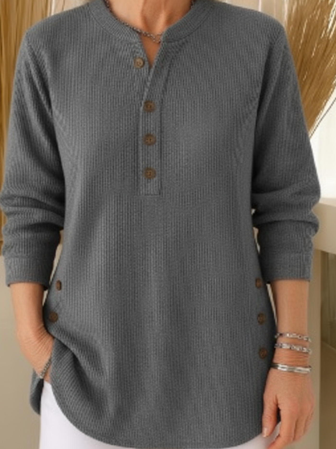 Lightweight Warm Button-Up Shirt for Women
