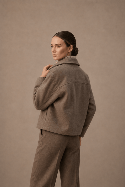 Jacket with Point Collar for Women
