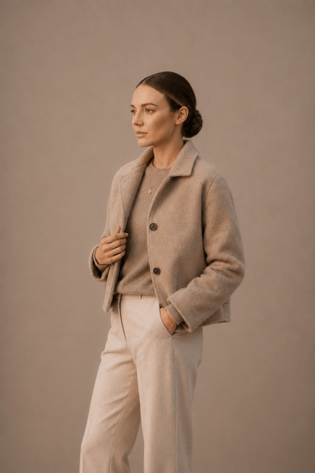 Cropped Boxy Jacket with Point Collar
