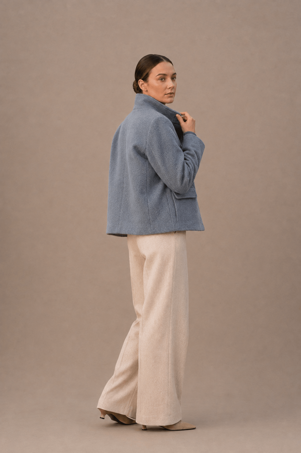 Jacket with Zip-Up High Collar for Women