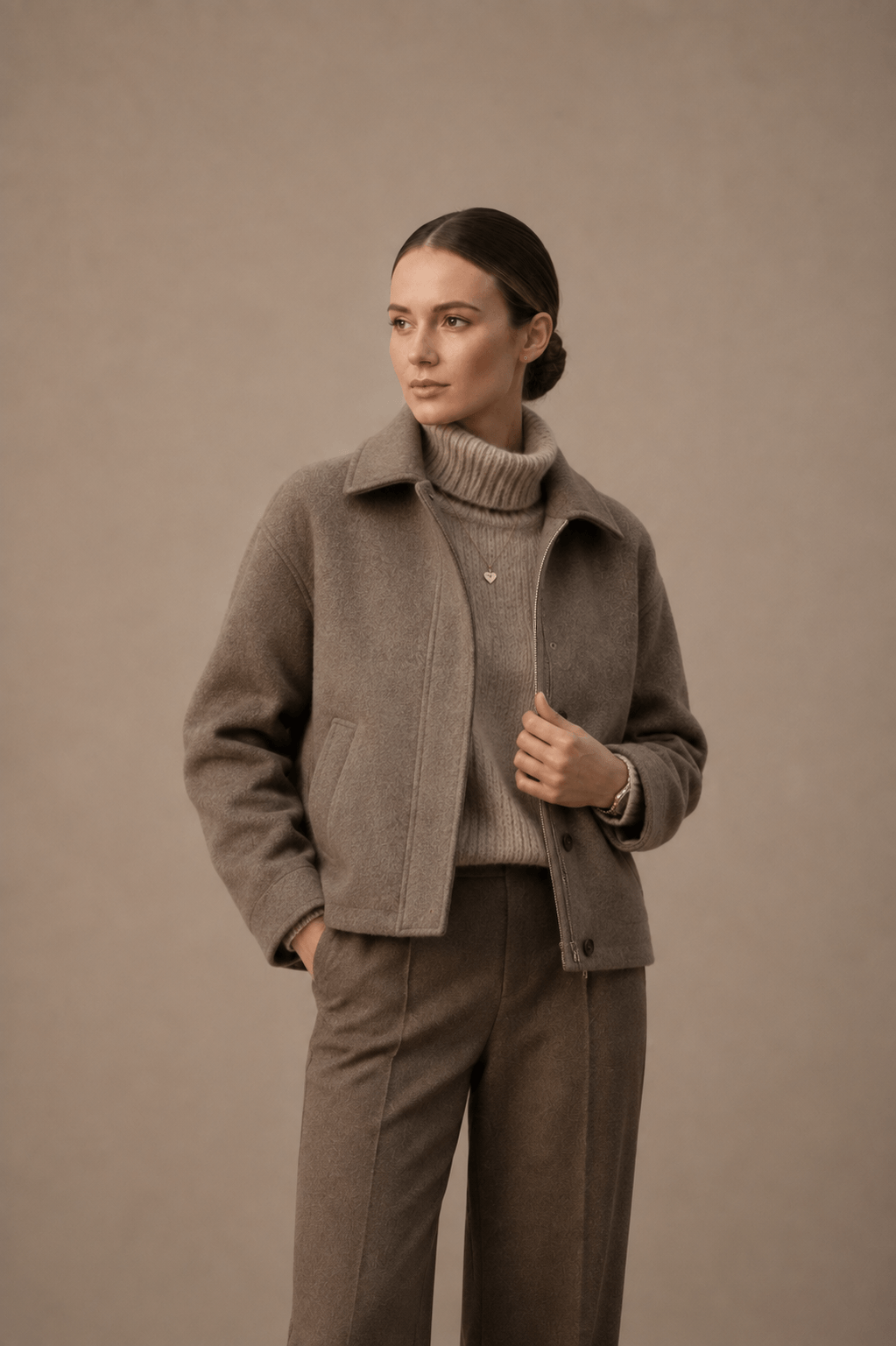 Jacket with Point Collar for Women