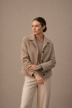 Cropped Boxy Jacket with Point Collar