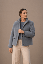 Jacket with Zip-Up High Collar for Women