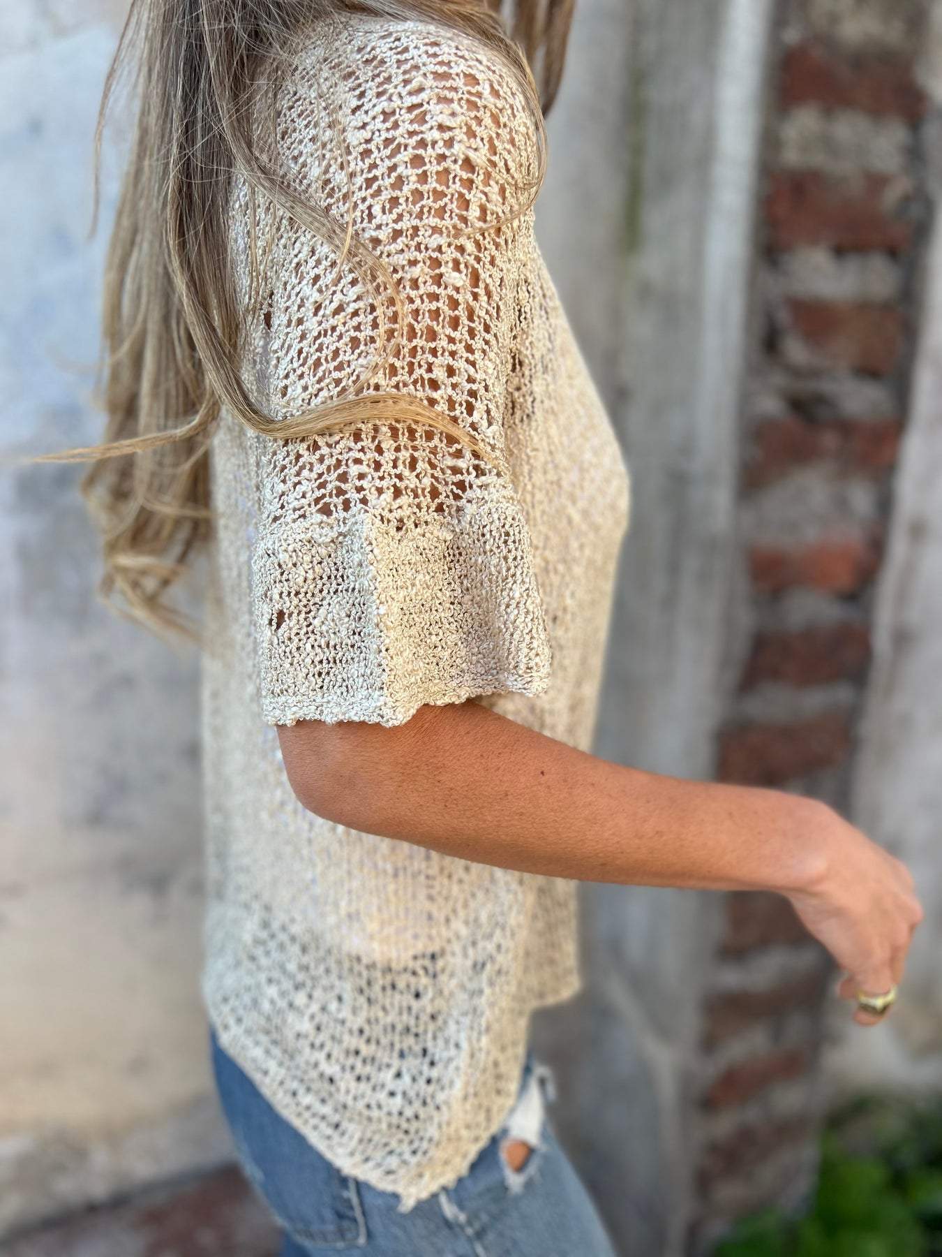Women's Textured V-Neck Button Top Relaxed Fit Lightweight Casual Elegant Blouse