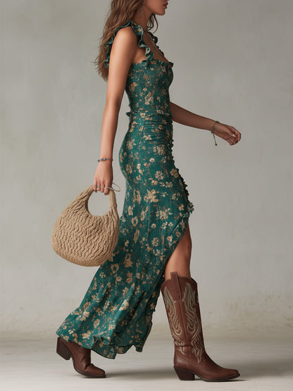 Juliana | Women's Floral Ruffle Strap Maxi Dress
