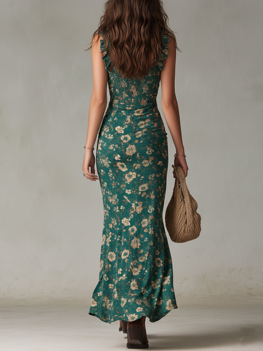 Juliana | Women's Floral Ruffle Strap Maxi Dress
