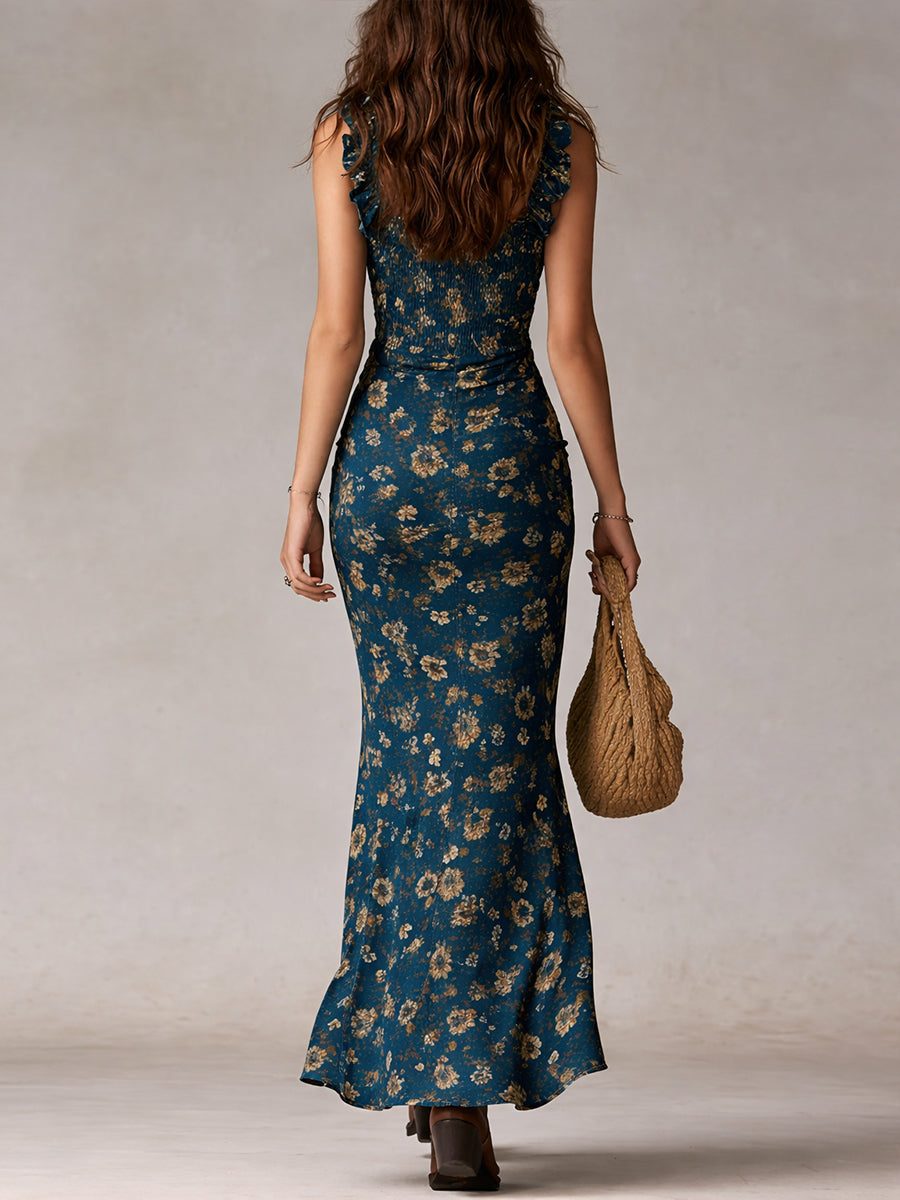 Juliana | Women's Floral Ruffle Strap Maxi Dress