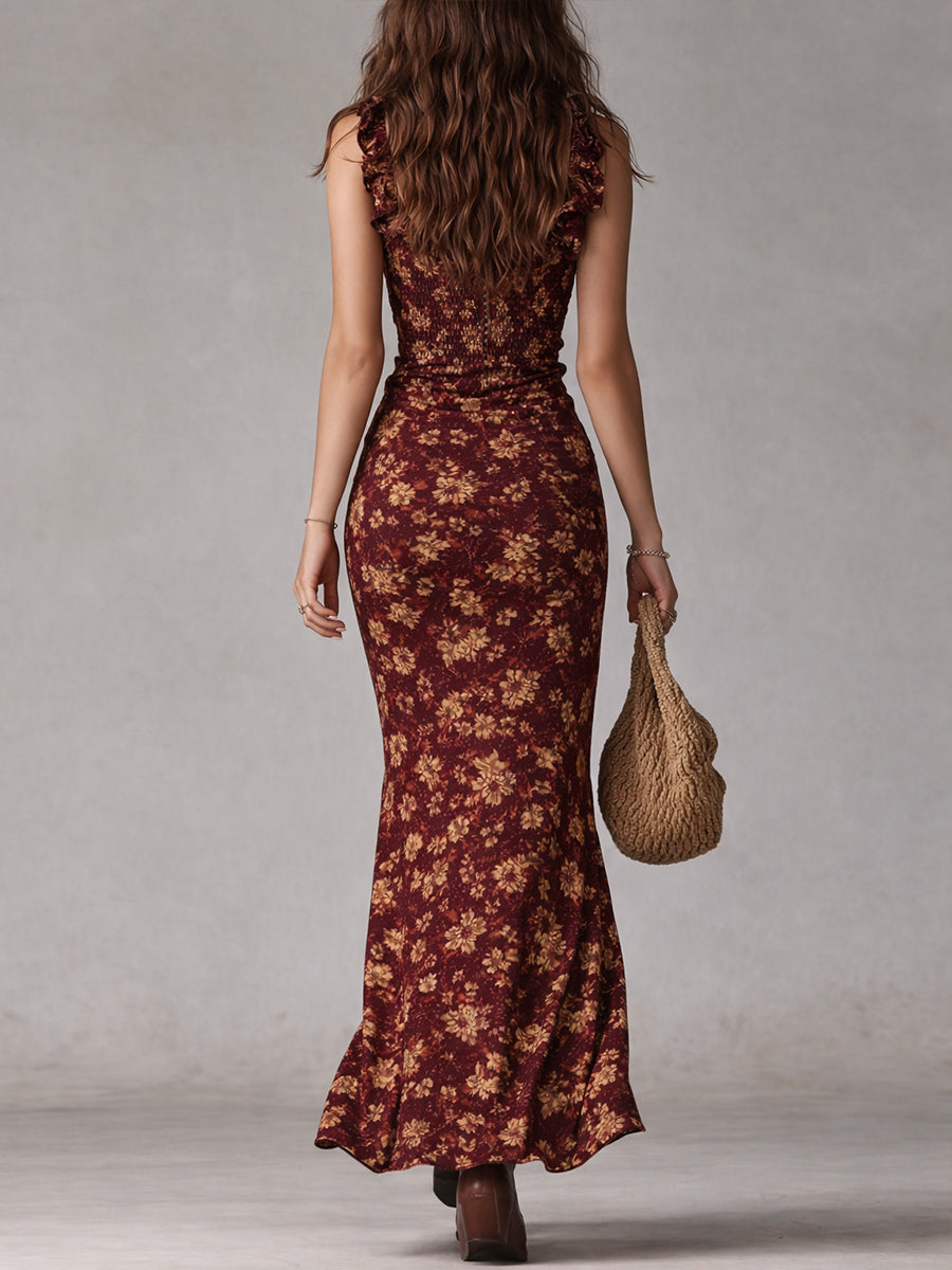 Juliana | Women's Floral Ruffle Strap Maxi Dress