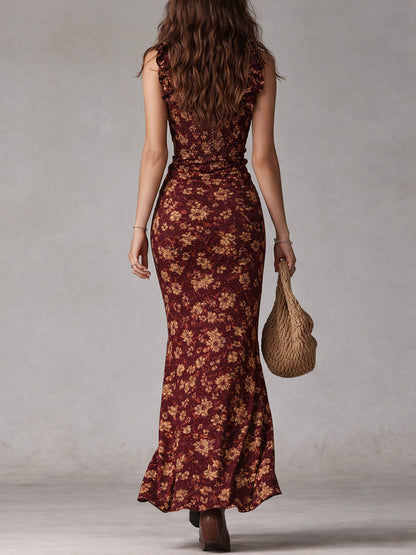 Juliana | Women's Floral Ruffle Strap Maxi Dress